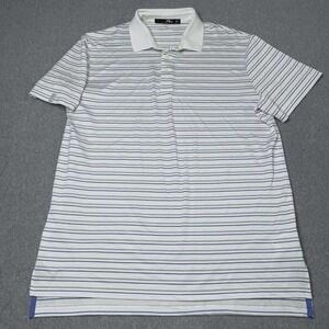 RLX Ralph Lauren Performance‎ Polo Grey White Striped Men's Size Large Golf